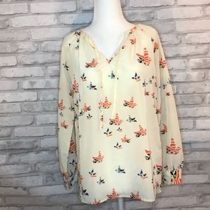 Singwing blouse bird design cream size medium
